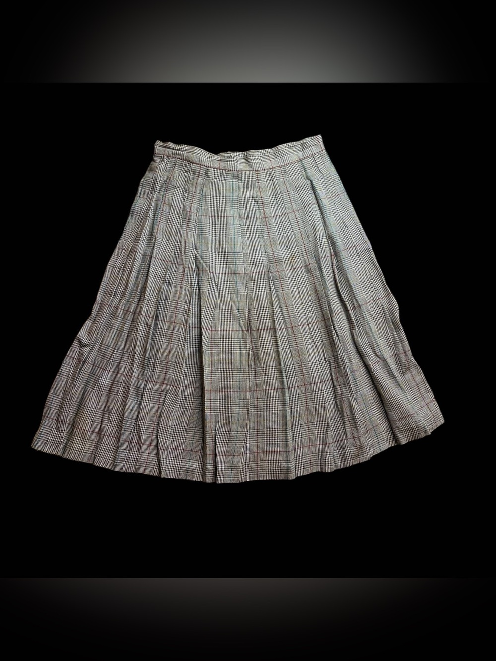 Norton McNaughton 80s Vintage Black Checkered Pleated Preppy Skirt Sz 8